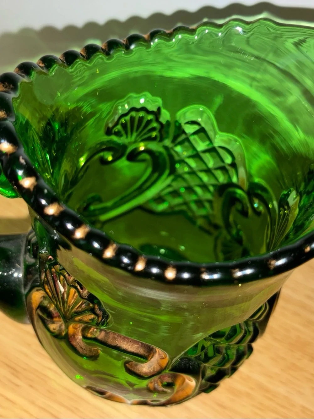 Riverside glass co EAPG Croesus Emerald creamer and spooner